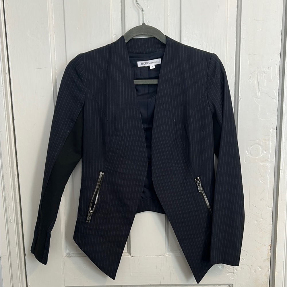 NWOT BCBGMaxAzria Black Asymmetrical Blazer with Modern Tailored Cut